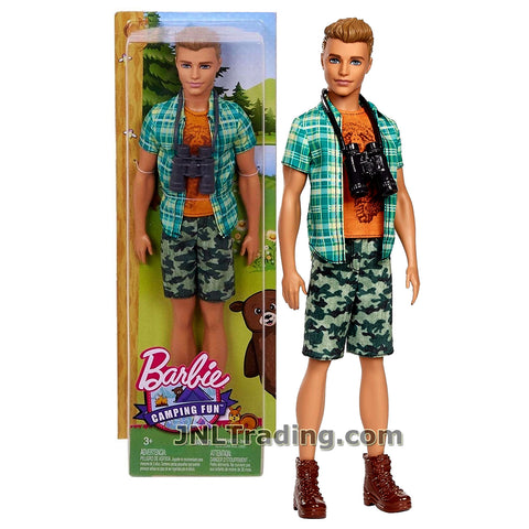 Mattel Year 2016 Barbie Camping Fun Series 12 Inch Doll - KEN FGC96 in Orange Tee, Green Shirt and Green Camo Shorts with Binoculars