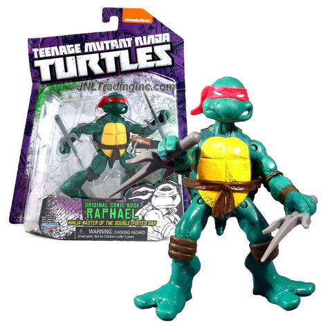 Playmates Year 2014 Teenage Mutant Ninja Turtles TMNT Original Comic Book Series 4-1/2 Inch Tall Action Figure - Ninja Master of The Double-Fisted Sai RAPHAEL with Pair of Sais and Trading Card
