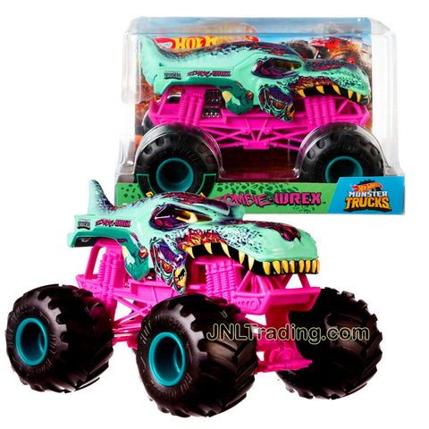 Hot Wheels Year 2018 Monster Jam 1:24 Scale Die Cast Metal Body Official Monster Truck Series : ZOMBIE-WREX FYJ95 with Monster Tires, Working Suspension and 4 Wheel Steering