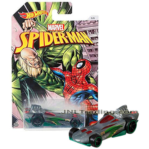 Year 2016 Hot Wheels Spider-Man Series 1:64 Scale Die Cast Car Set 3/6 - The Vulture Silver Race Car POWER BOMB