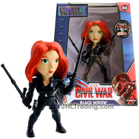 Jada Year 2016 Marvel Captain America Civil War Series 4 Inch Tall Die Cast Metals Figure - BLACK WIDOW with 2 Tonfa Sticks