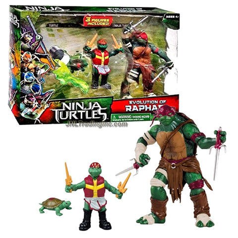 Playmates Year 2014 Teenage Mutant Ninja Turtles TMNT Movie Series 3 Pack Action Figure Set - EVOLUTION OF RAPHAEL (Turtle - Teen - Ninja Turtle) Plus 2 Pairs of Sais