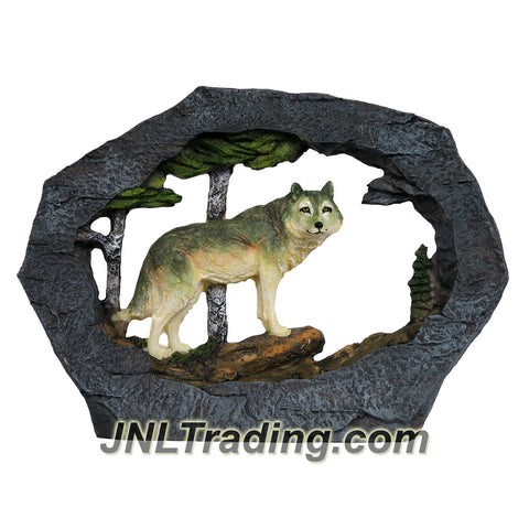 Regal Elites Vista Rock Series 7-1/2 Inch Long Wildlife Sculpture - WOLF Standing on The Rock (Dim: 7-1/2" x 5-1/2" x 2")