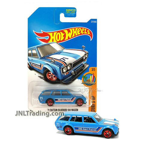 Year 2015 Hot Wheels Surf's Up Series 1:64 Scale Die Cast Car Set 3/5 - Blue '71 DATSUN BLUEBIRD 510 WAGON