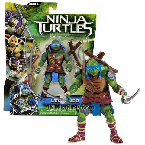 Year 2014 Teenage Mutant Ninja Turtles TMNT Movie Series 5 Inch Tall Action Figure - LEONARDO with 2 Katana Swords and Sheath