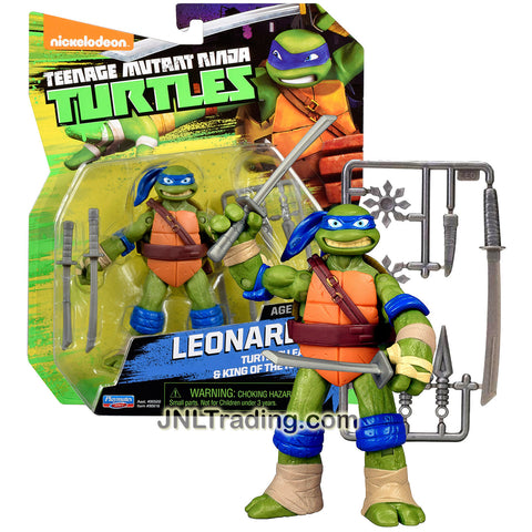 Playmates Year 2012 Nickelodeon Teenage Mutant Ninja Turtles 5 Inch Tall Action Figure - Leader and King of the Katana Swords LEONARDO with Twin Katana Swords, Throwing Daggers, Samurai Sword and Shuriken Stars