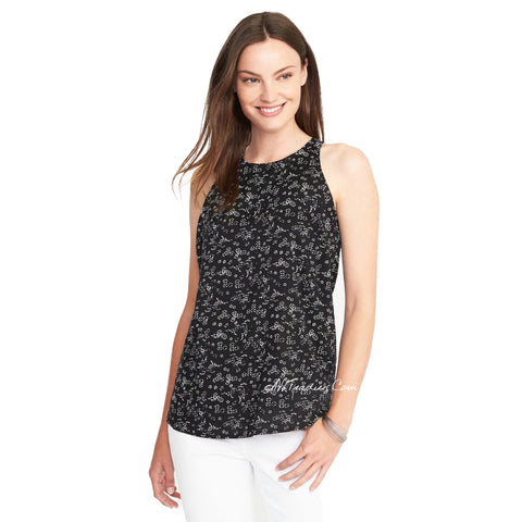 Old Navy Women Cute Stylist Summer Relaxed High-Neck Rayon Tank Top Shirt