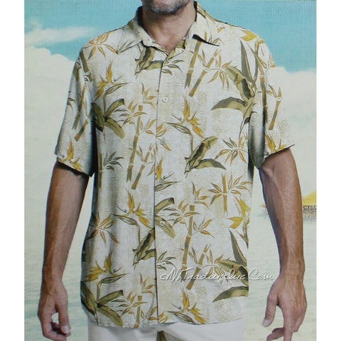 Margaritaville Men Rayon Short Sleeve BBQ Beach Button Front Tropical Shirt Bamboo (Cream)