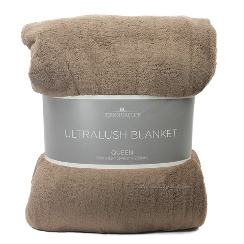 Berkshire Life Ultralush Velvety Soft Plush Warmest Blanket Brown (Queen/King)