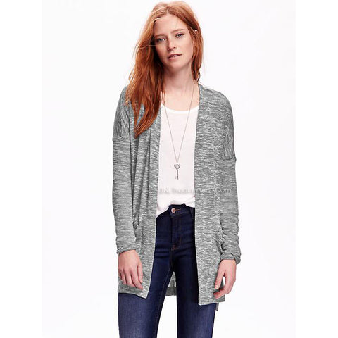 Old Navy Women's Split-Hem Open-Front Gray Lightweight Casual Comfy Cardigan