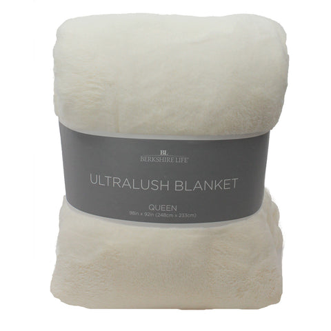 Berkshire Life Ultralush Velvety Soft Plush Warmest Blanket Ivory (Queen/King)