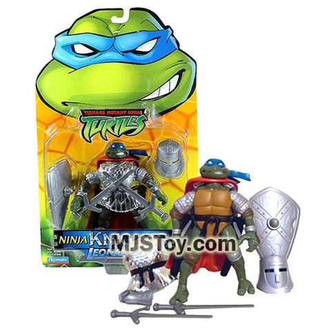 Year 2004 Teenage Mutant Ninja Turtles TMNT 5 Inch Tall Figure - Ninja Knights LEONARDO with Breastplate, Swords, Helmet, Sheath and Shield