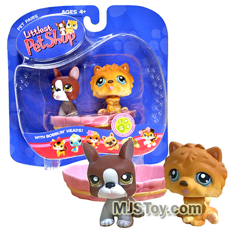 Year 2005 Littlest Pet Shop LPS Pet Pairs Series - Chow Chow #117 and Boxer #118 with Bathtub