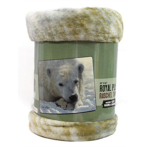 American Heritage Royal Plush Raschel Throw Super Soft Warm Durable Blanket POLAR BEAR