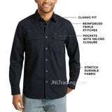 Lee Premium Men's Stretch Canvas Utility Long Sleeve Button Down Shirt