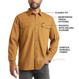 Lee Premium Men's Stretch Canvas Utility Long Sleeve Button Down Shirt