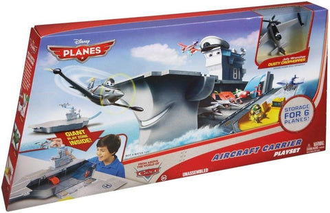 Disney Planes Aircraft Carrier Playset + DUSTY CROPHOPPER  storage 6 Planes