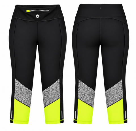 Women's High Waist Capri Leggings Colorblock Athletic Yoga Workout Pants