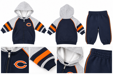 Chicago Bears Baby 0-3 Months 2 Piece Hoodie Jogger Pants Set Navy Orange