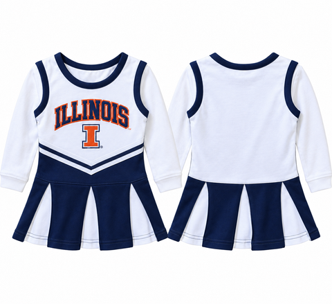 Illinois Fighting Illini Toddler Girls Cheerleader 2 Piece Outfit Dress 2T NCAA