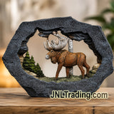 Regal Elites 7-Inch Moose in Rock Cave Woodland Scene Resin Figurine Wildlife Home Décor 7-348/03