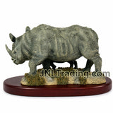 Amy & Addy The Gray Rock Collection African White Rhino & Calf Sculpture Wildlife Resin Statue