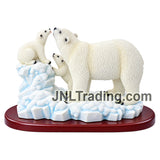 Amy & Addy The Gray Rock Collection Polar Bear with 2 Cubs Sculpture 8.5 Inch Resin Wildlife Statue on Wood Base Home Décor