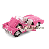 Maisto Special Edition Series 1:18 Scale Die Cast Car Set : Pink Classic Convertible Coupe 1957 CORVETTE with Display Base