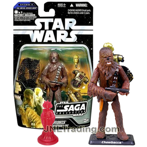 Year 2006 Star Wars Saga Collection Empire Strikes Back 4 Inch Figure - CHEWBACCA with Dismantled C-3PO, Net, Display Base and Queen Amidala Hologram