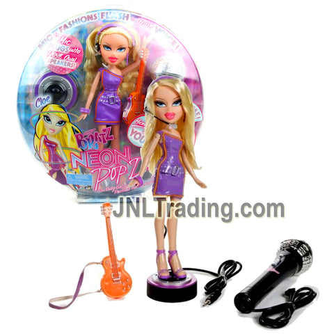 MGA Entertainment Bratz Neon Pop Divaz Series 10 Inch Doll Playset - CLOE with Light-Up Feature, Guitar, Display Base and Microphone for You