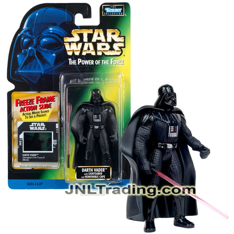 Year 1997 Star Wars Power of The Force Series 4 Inch Figure - DARTH VADER with Lightsaber and Removable Cape Plus Freeze Frame Action Slide