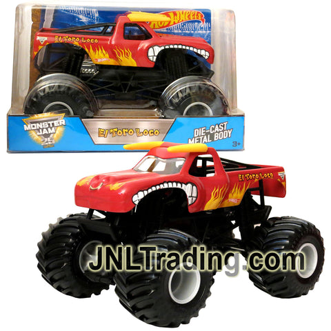 Year 2017 Hot Wheels Monster Jam 1:24 Scale Die-Cast Metal Truck – Red EL TORO LOCO CCB08 with Monster Tires, Working Suspension and 4-Wheel Steering