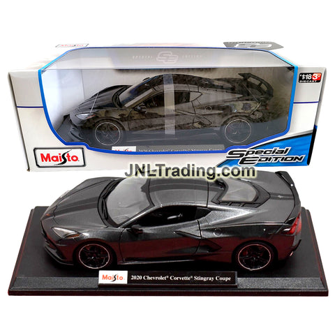 Maisto Special Edition Series 1:18 Scale Die Cast Car - Black Sport Coupe 2020 CHEVROLET CORVETTE STINGRAY with Display Base