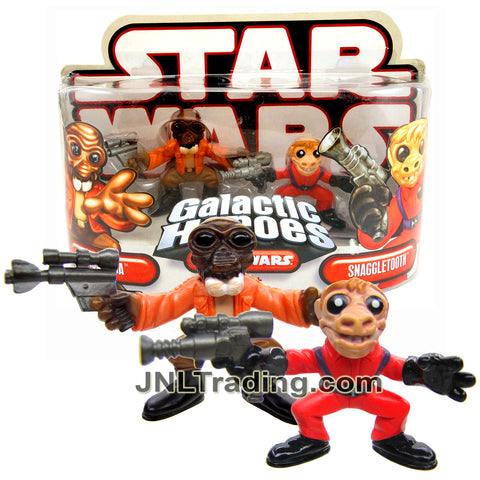 Year 2007 Star Wars Galactic Heroes Series 2 Pack 2 Inch Figure - PONDA BABA with Blaster and SNAGGLETOOTH with Blaster