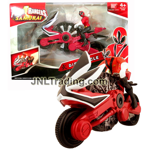 Year 2011 Power Rangers Samurai Series Action Vehicle Set - FIRE DISC CYCLE with Red Power Ranger Figure