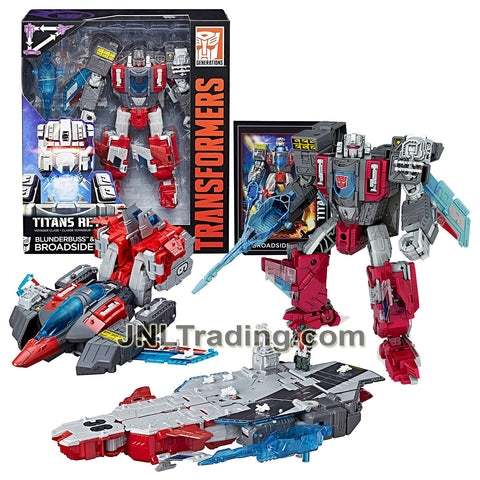 Year 2016 Transformers Generations Titans Return Voyager Class 7 Inch Tall Figure - BLUNDERBUSS and BROADSIDE with Blaster and Card (Jet and Carrier)