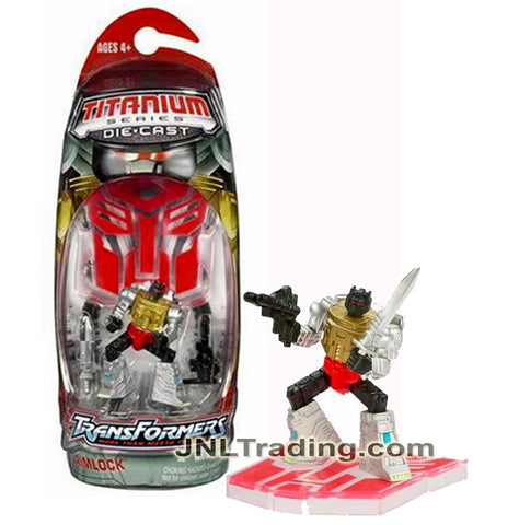 Year 2006 Transformers Titanium Die Cast Series 3 Inch Tall Figure - Autobot GRIMLOCK with Sword, Blaster Gun and Display Base