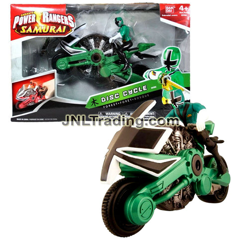 Year 2011 Power Rangers Samurai Series Action Vehicle Set - FOREST DISC CYCLE with Green Power Ranger Figure