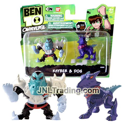 Year 2013 Cartoon Network Ben 10 Omniverse Series 2 Pack 2 Inch Tall Mini Action Figure Set - KHYBER and DOG