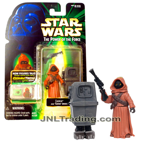 Year 1999 Star Wars Power of The Force Series 2.5 Inch Figure - JAWA with Gonk Droid, Blaster and CommTech Chip