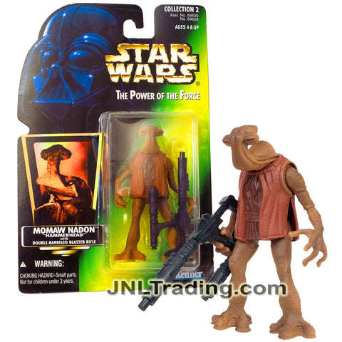 Year 1996 Star Wars Power of The Force Series 4 Inch Tall Figure - MOMAW NADON "HAMMERHEAD" with Double-Barrelled Blaster Rifle