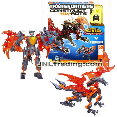 Year 2013 Transformers Beast Hunters Predacons Rising Construct-Bots 6 Inch Tall Figure - PREDAKING with Alternative Mode as Wing Dragon (59 Pcs)