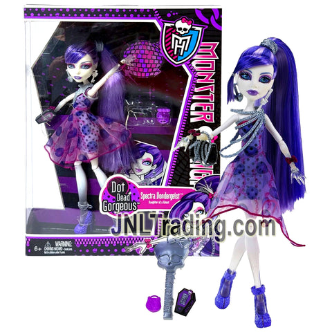 Year 2011 Monster High Dot Dead Gorgeous Series 11 Inch Doll - SPECTRA VONDERGEIST with Purse, Cosmetic Mirror, Hairbrush and Doll Stand