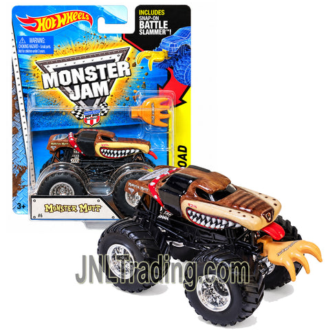 Year 2014 Hot Wheels Monster Jam OFF-ROAD 1:64 Scale Die Cast Metal Truck - MONSTER MUTT BGG87 with Snap-On Battle Slammer (3.5" L x 2.25" W x 2.5" H)
