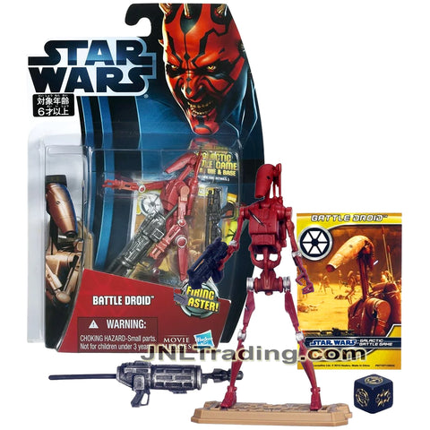 Year 2012 Star Wars Movie Heroes Series 4 Inch Figure - BATTLE DROID MH04 with Blaster, Missile Launcher, Battle Game Card, Die and Display Base