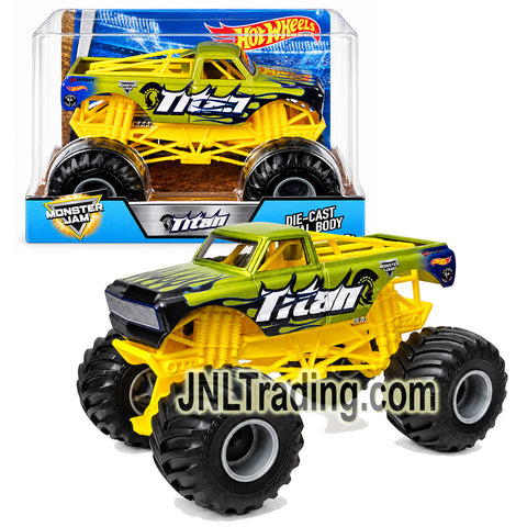 Year 2017 Hot Wheels Monster Jam 1:24 Scale Die-Cast Metal Monster Truck - TITAN FMB55 with Giant Tires, Working Suspension & 4-Wheel Steering