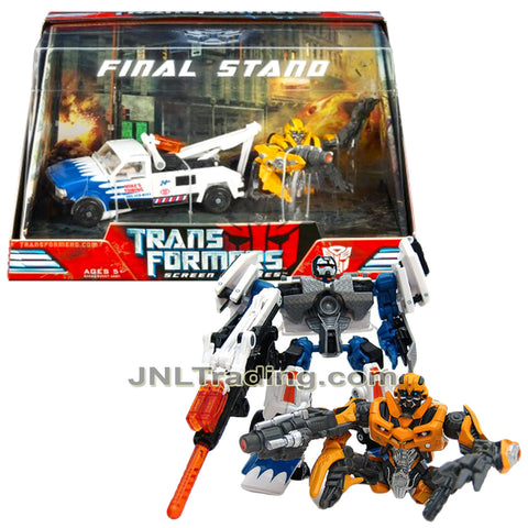 Year 2007 Transformers Movie Screen Battles Series Figure Set - FINAL STAND with Deluxe Class LONGARM (Tow Truck) & Battle Damaged Bumblebee