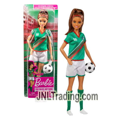 Year 2021 Barbie You Can Be Anything Doll 12 Inch Doll - Hispanic SOCCER PLAYER HCN18 with Soccer Ball