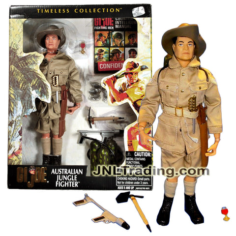 Year 2001 GI JOE Timeless Collection 12 Inch Tall Figure - AUSTRALIAN JUNGLE FIGHTER with Knife, Grenades, Machete , Flame Thrower, Shovel and Medal