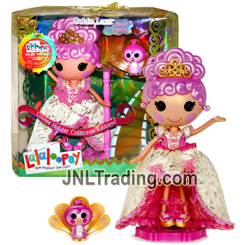 Lalaloopsy "Sew Magical! Sew Cute!" Limited Holiday Collector Edition 14 Inch Tall Button Doll - Goldie Luxe with Pet Peacock Bird Plus Doll Stand